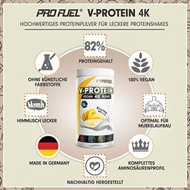 Vegan Protein Pulver BANANE 2x750g ‚Äì V-PROTEIN 4K Blend - Unglaublich lecker & cremig - Aus Sonnenblumen, Soja, Hanfsamen & K√ºrbiskernen, veganes Eiwei√üpulver mit 82% Protein, laborgepr√ºft, 100% vegan