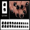 Helloween Black Press on Nails Short Square Fake Nails with