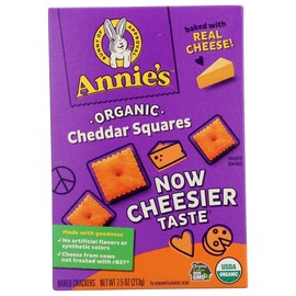 Annie's Organic Cheddar Squares, Baked Cracker Snacks, 7.5 oz