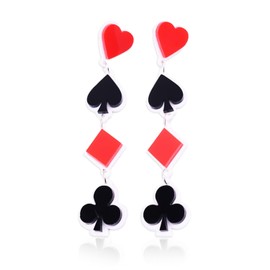 1 Pair of Spades Star Earrings, Casino Party Costume Jewellery, Women's Playing Card Earrings, Queen Hearts Accessories, Gifts for Women, Acrylic