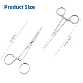 2pcs Versatile Angling Tools with Hemostat Forceps Set, Fishing Forceps Set, Stainless Steel, Curved & Straight Hemostats, Serrated Jaws, Locking Mechanism, Full Serrated and Lightweight Design