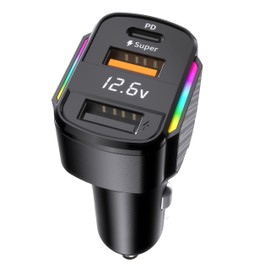 80W USB C Auto Ladegerät Zigarettenanzund USB C Adapter, 3 Häfen PD3.0 & QC3.0 Schnell KFZ Adegerät Superschnellladen, mit LED Voltmeter Auto Adegerät