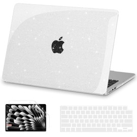 AKIT Compatible with MacBook Air 13 Inch Case Glitter 2025 2024-2022 Release M4 A3240 M3 A3113 M2 A2681, Shiny Hard Shell Case&Screen Protector&Keyboard Cover for Mac Air 13.6 Inch, Sparkly Clear