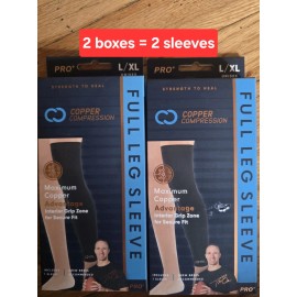 Copper Compression Pro+ Full Leg Sleeve Black Size L/XL ( 2 Sleeves Total