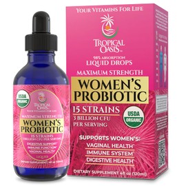 USDA Organic Liquid Probiotic for Women | PH Balance, UT, & Feminine Health | Digestive Support, Immune & Gut Health | 15 Clinically Studied Strains | 98% Absorption | Vegan, Non-GMO | 40 Servings