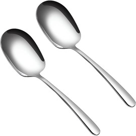 ZHOUHON Stainless Steel Serving Spoon, Large Spoon, Serving Spoon with Long Handles, Dining Spoon, Serving Spoon with Long Handles, Dining Spoon, Household Kitchen Supplies for Hotel Restaurants