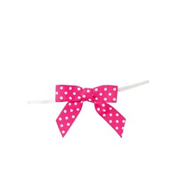 Reliant Ribbon Grosgrain Dot Twist Tie Bows - Small Bows, 5/8 Inch X 100 Pieces, Shocking Pink
