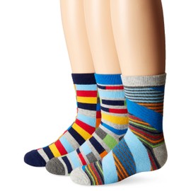 Jefferies Socks Big Boys' Funky Stripe Crew Socks, Multi, X-Small (3 Pair Pack)