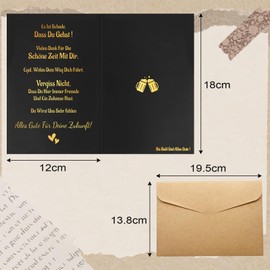 NOCHME Leaving Card Colleagues Job Change with Envelope Gold Black 12 x 18 cm Folding Card Elegant Card Colleague Farewell Retirement for Colleagues Work Colleague Friends Retirement
