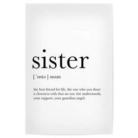 artboxONE Poster 30 x 20 cm Typography Sister Definition - Picture Sister Gift for Sister Minimalism