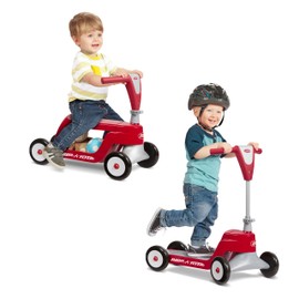Toddler Scooter or Ride On Baby Toys, Radio Flyer Scoot 2 Scooter, for Ages 1-4, Red Ride On Toys