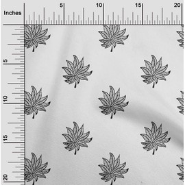 oneOone Cotton Flex Fabric Leaves Block Print Fabric by Meter 40 Inch Wide