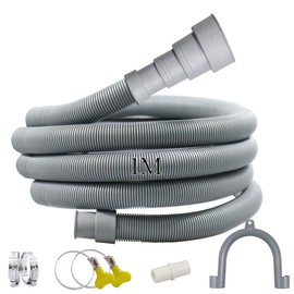 Quanerba Universal Drain Hoses 1 m/2 m/3 m for Washing Machines, for Dryers, Drain Hose, Dishwasher with 1 Adapter, 4 Hose Clamps, 1 U-bend Hose Holder (1 M)