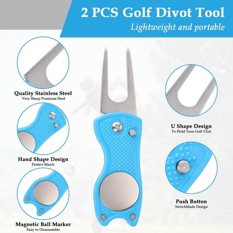 2 pcs Golf Divot Repair Tool Metal Foldable Golf Divot