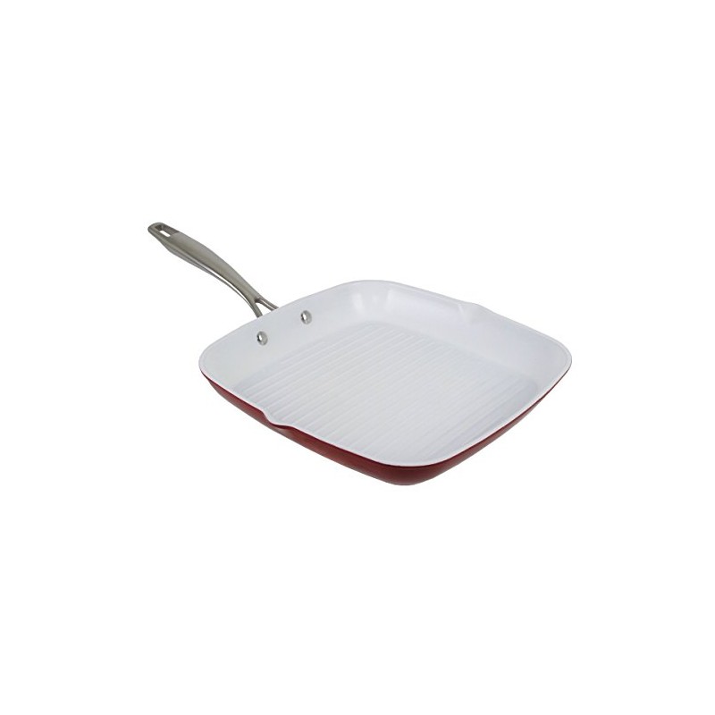 Oneida 11" Red Forged Aluminum Non-stick Ceramic Square Grill