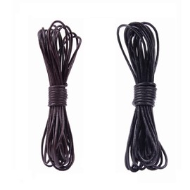 LORJE 2 Rolls 5M X 2MM Cowhide Round Leather Cords Rope String for Jewelry Making Bracelet Necklace Jewelry Making Lanyards DIY Crafts,Genuine Leather Cord.