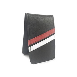 Sunfish Leather Golf Scorecard and Yardage Book Holder Black with Red and White
