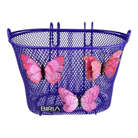 BIRIA Basket with Hooks, Front, Removable, Children Wire Mesh Small Kids Bicycle Basket, Purple, Butterfly. New
