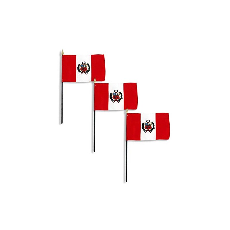 Peru flag 4 x 6 inch (3 PK)