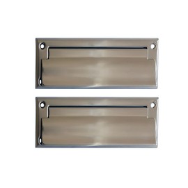 QCAA Solid Brass Mail Slot, with Solid Brass Interior Frame and Solid Brass Back Plate, 8-7/8''X2-7/8", Satin Nickel, 1 Pack, Made in Taiwan