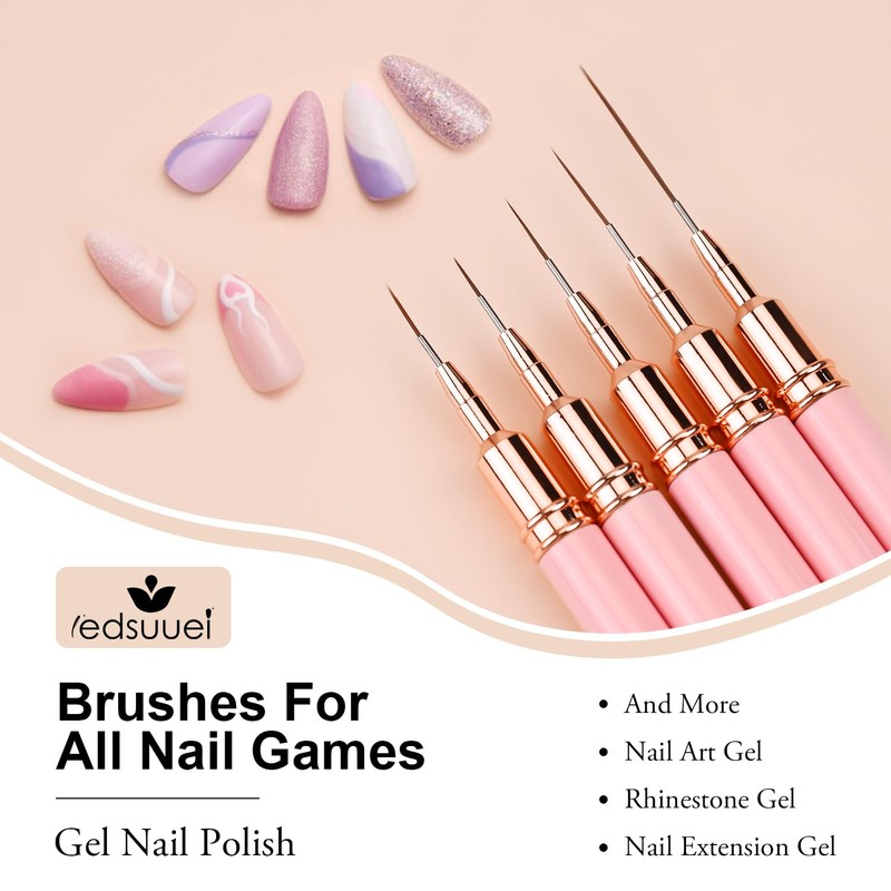 LEDSUUEI Nail Art Liner Brushes（Pink）