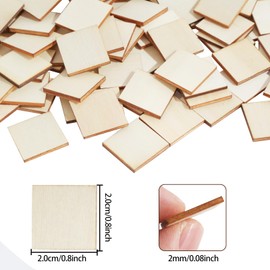 CUWELT Pack of 360 Wooden Square Discs for Crafts, 2 x 2 cm Square Wooden Plates, Unfinished Embellishments Squares Wooden Panels for Wedding Decoration DIY Crafts Handmade Wooden Labels