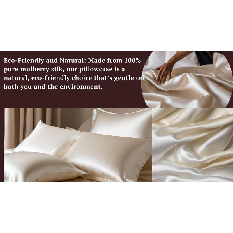 TUFAA GLAM Premium Pure Silk Pillowcase (Ivory)