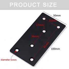 Stainless Steel Perforated Plate, Flat Connector, Wood Connector, Metal Connector, Perforated Plates, Connecting Plates, Pack of 5, 100 x 50 x 2 mm, Flat Plate, Straight for , Mounting Wood