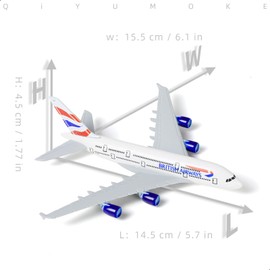 QIYUMOKE 1/400 British A380 Model Plane Diecast Metal Airplane Model kit for Airbus A380 (5.5-inch L) with Display Plane Stand for Adults Airplane Toy Aviation Gift or Desktop Collection