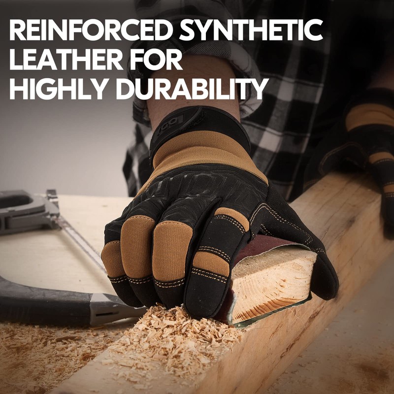 Vgo... Safety Work Gloves, Mechanic Gloves, Stretchable, Touchscreen, Machine washable