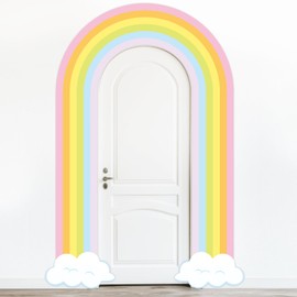 Rainbow Birthday Party Porch Banner Rainbow Themed Door Hanging Decoration Pastel Party Hanging Banner Colorful Cloud Porch Sign Backdrop for Classroom Door Baby Shower Photo Booth Props Wall Supplies