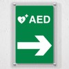V Safety AED Arrow Right Automated External Defibrillator Acrylic Sign