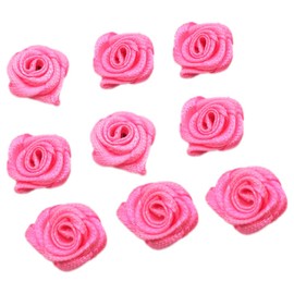 Pack of 100 Roses 1.5 cm Small Artificial Flowers Rose Heads Satin Roses Patches Flowers Appliques for Crafts Patches Decorative Roses Mini Fabric Roses DIY Accessories Party Home Wedding Decoration