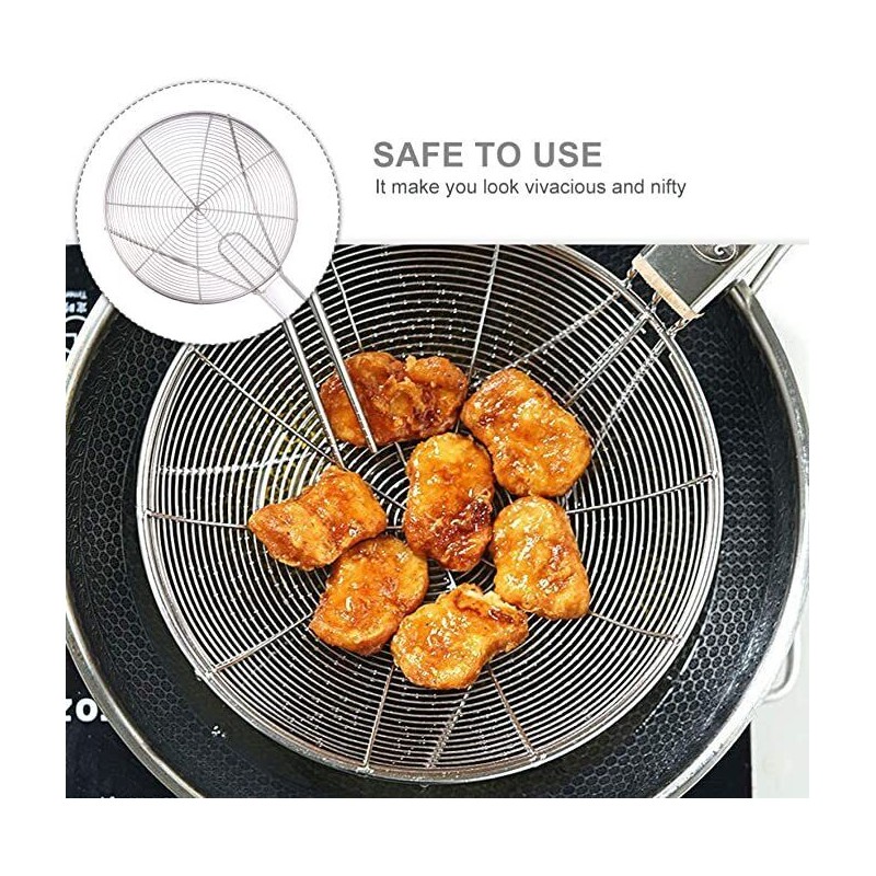 MEGA COOK 26cm Wooden Handle Big Mesh Soup Skimmer