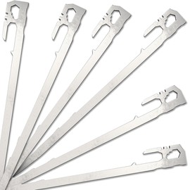 Camping Tent Stakes - Heavy Duty Tent Pegs Outdoor, Metal Tarp Spikes and Inflatable Tent Pole Pins 6 Pack