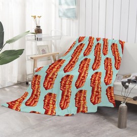 Bacon Blanket Soft Fluffy Cozy Warm Luxury Flannel Throw Blankets for Bed Couch Chairs Dorm Gifts for Women Boys Girls Medium (60"x50")