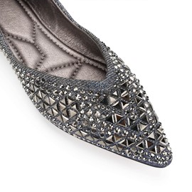 Zapatos planos para mujer, zapatos planos de ballet con cabeza puntiaguda, cómodos y suaves, plantilla de espuma viscoelástica para mujer, zapatos de vestir cómodos, Azul, 6.5-7