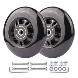 WHEELGOO 2pcs PU Luggage Suitcase Replacement Wheels Repair Kit w/ABEC-7 Bearings and 6mm Axles for Trolley Carry-on Roller Travel Bag (90mm)