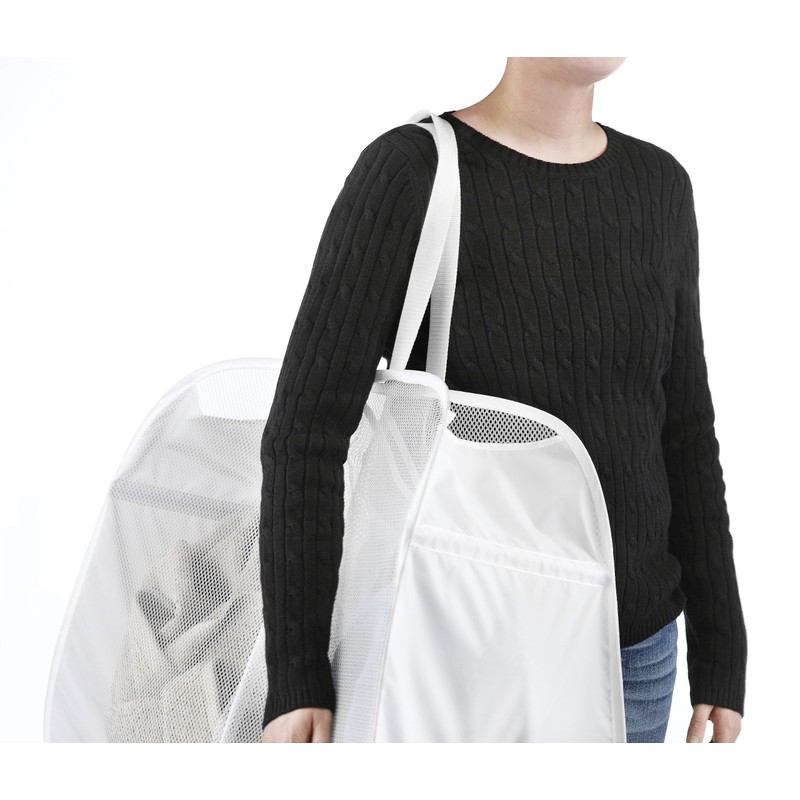 Whitmor 6233-4103-WHT Pop y lavandería Plegable Doble Hamper, Blanco