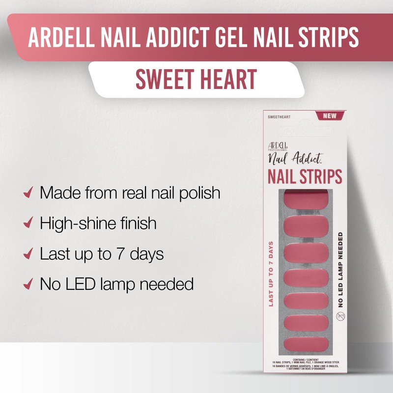 Ardell Nail Strips - Sweetheart Wraps Easy-to-Apply Gel Nail Stickers,
