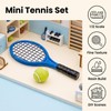 Blue and Green Miniature Tennis Racket Set, 1/12 Scale Accessories,
