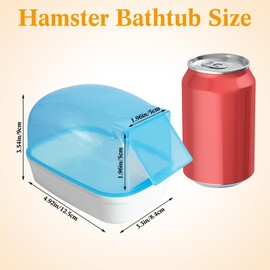 Hamiledyi Hamster Bathtub Dwarf Hamster Bathroom Sand Bath Container Chinchilla Sauna Room Plastic Sand Bath Box House for Gerbils Hedgehog Mice or Other Small Pets Animals（Blue,Small Size）