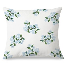 JINYO Rustic Blue Hydrangea Floral Pillow Covers 18x18, Blue Hydrangea Decor, Farmhouse Spring Flower Grandmillenial Pillow Covers for Home Bedroom Living Room, Cottagecore Room Decor