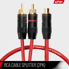 Install Link Audio Cable RCA for Subwoofer or Stereo Cable, Y Adapter 1-Female to 2-Male Splitter, 2pk