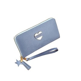 FATASH Women's PU Leather Wallet | RFID Blocking Long Purse with Zipper Closure Pocket Design | Elegant Phone, Card Holder & Coin Pouch | Slim, Stylish Travel Handbag Clutch for Everyday Use - Blue