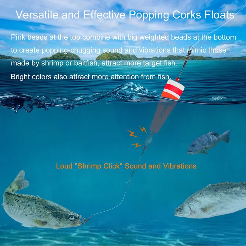 SIWRIOM Popping Cork Float Rig Rattle (1.06oz, Orange-4PCS)