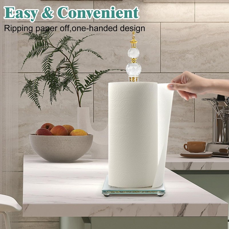 Crystal Paper Towel Holder Countertop, Gold Paper Towel Stand Non