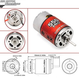 RC Motor 550 20T Brushed Motor Splash-Proof for 1/10 Trx4 Slash ARRMA Granite Senton Axial Redcat HSP HPI Crawler Off-Road,Racing,Drifting,Highway Slow High Speed Car (20T)