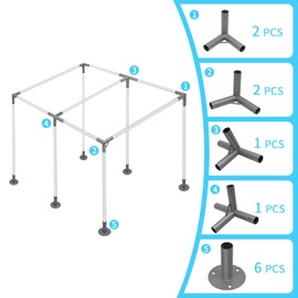 ICITYWALL 6 Leg Carport Kits，Slant Roof Canopy Fitting Kit with 1-3/8" ID, Galvanized Steel Carport Connectors, shed Frame kit DIY Project