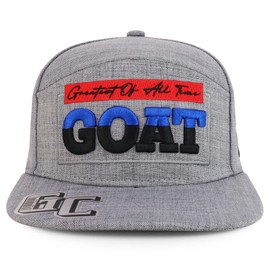Trendy Apparel Shop Goat Embroidered 100% Cotton Flatbill Snapback Cap - Heather Grey